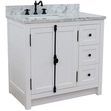 Load image into Gallery viewer, Bellaterra Home Vanity BellaTerra Home  37&quot; Single vanity in Glacier Ash finish finish with White Carrara top and rectangle sink - Left doors/Left sink 400100-37L-GA-WMR