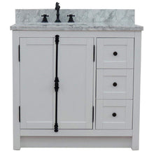 Load image into Gallery viewer, Bellaterra Home Vanity BellaTerra Home  37&quot; Single vanity in Glacier Ash finish finish with White Carrara top and rectangle sink - Left doors/Left sink 400100-37L-GA-WMR