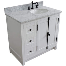 Load image into Gallery viewer, Bellaterra Home Vanity BellaTerra Home 37&quot; Single vanity in Glacier Ash finish with White Carrara top and oval sink - Right doors/Right sink 400100-37R-GA-WMO