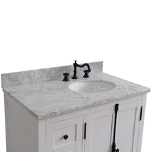Load image into Gallery viewer, Bellaterra Home Vanity BellaTerra Home 37&quot; Single vanity in Glacier Ash finish with White Carrara top and oval sink - Right doors/Right sink 400100-37R-GA-WMO