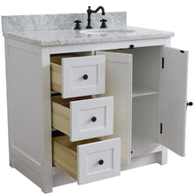 Load image into Gallery viewer, Bellaterra Home Vanity BellaTerra Home 37&quot; Single vanity in Glacier Ash finish with White Carrara top and oval sink - Right doors/Right sink 400100-37R-GA-WMO
