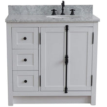Load image into Gallery viewer, Bellaterra Home Vanity BellaTerra Home 37&quot; Single vanity in Glacier Ash finish with White Carrara top and oval sink - Right doors/Right sink 400100-37R-GA-WMO