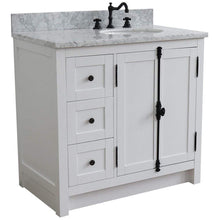 Load image into Gallery viewer, Bellaterra Home Vanity BellaTerra Home 37&quot; Single vanity in Glacier Ash finish with White Carrara top and oval sink - Right doors/Right sink 400100-37R-GA-WMO