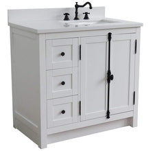 Load image into Gallery viewer, Bellaterra Home Vanity BellaTerra Home 37&quot; Single vanity in Glacier Ash finish with White quartz top and rectangle sink - Right doors/Right sink 400100-37R-GA-WER
