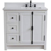 Load image into Gallery viewer, Bellaterra Home Vanity BellaTerra Home 37&quot; Single vanity in Glacier Ash finish with White quartz top and rectangle sink - Right doors/Right sink 400100-37R-GA-WER