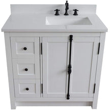 Load image into Gallery viewer, Bellaterra Home Vanity BellaTerra Home 37&quot; Single vanity in Glacier Ash finish with White quartz top and rectangle sink - Right doors/Right sink 400100-37R-GA-WER