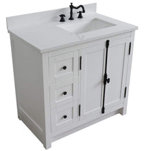 Load image into Gallery viewer, Bellaterra Home Vanity BellaTerra Home 37&quot; Single vanity in Glacier Ash finish with White quartz top and rectangle sink - Right doors/Right sink 400100-37R-GA-WER