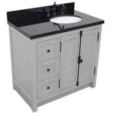 Load image into Gallery viewer, Bellaterra Home Vanity BellaTerra Home 37&quot; Single vanity in Gray Ash finish with Black galaxy top and oval sink - Right doors/Right sink 400100-37R-GYA-BGO