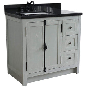 Bellaterra Home Vanity BellaTerra Home 37" Single vanity in Gray Ash finish with Black galaxy top and rectangle sink - Left doors/Left sink  400100-37L-GYA-BGR