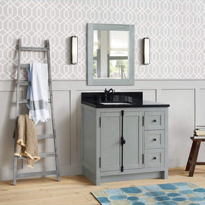 Bellaterra Home Vanity BellaTerra Home 37" Single vanity in Gray Ash finish with Black galaxy top and rectangle sink - Left doors/Left sink  400100-37L-GYA-BGR