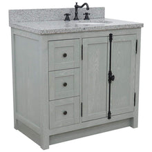 Load image into Gallery viewer, Bellaterra Home Vanity BellaTerra Home 37&quot; Single vanity in Gray Ash finish with Gray granite top and oval sink - Right doors/Right sink 400100-37R-GYA-GYO