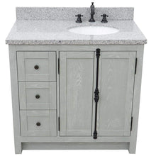 Load image into Gallery viewer, Bellaterra Home Vanity BellaTerra Home 37&quot; Single vanity in Gray Ash finish with Gray granite top and oval sink - Right doors/Right sink 400100-37R-GYA-GYO