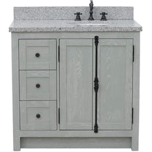 Load image into Gallery viewer, Bellaterra Home Vanity BellaTerra Home 37&quot; Single vanity in Gray Ash finish with Gray granite top and oval sink - Right doors/Right sink 400100-37R-GYA-GYO