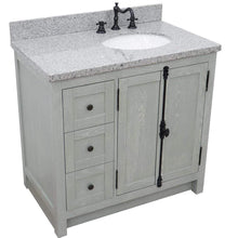 Load image into Gallery viewer, Bellaterra Home Vanity BellaTerra Home 37&quot; Single vanity in Gray Ash finish with Gray granite top and oval sink - Right doors/Right sink 400100-37R-GYA-GYO