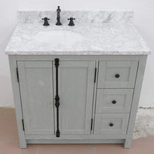 Load image into Gallery viewer, Bellaterra Home Vanity BellaTerra Home 37&quot; Single vanity in Gray Ash finish with White Carrara top and oval sink - Left doors/Left sink 400100-37L-GYA-WMO