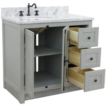 Load image into Gallery viewer, Bellaterra Home Vanity BellaTerra Home 37&quot; Single vanity in Gray Ash finish with White Carrara top and oval sink - Left doors/Left sink 400100-37L-GYA-WMO