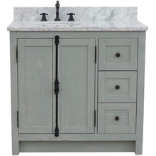 Load image into Gallery viewer, Bellaterra Home Vanity BellaTerra Home 37&quot; Single vanity in Gray Ash finish with White Carrara top and oval sink - Left doors/Left sink 400100-37L-GYA-WMO
