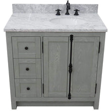 Load image into Gallery viewer, Bellaterra Home Vanity BellaTerra Home 37&quot; Single vanity in Gray Ash finish with White Carrara top and oval sink - Right doors/Right sink 400100-37R-GYA-WMO