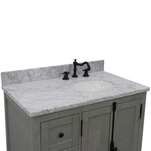 Load image into Gallery viewer, Bellaterra Home Vanity BellaTerra Home 37&quot; Single vanity in Gray Ash finish with White Carrara top and oval sink - Right doors/Right sink 400100-37R-GYA-WMO