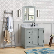 Load image into Gallery viewer, Bellaterra Home Vanity BellaTerra Home 37&quot; Single vanity in Gray Ash finish with White Carrara top and oval sink - Right doors/Right sink 400100-37R-GYA-WMO