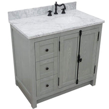Load image into Gallery viewer, Bellaterra Home Vanity BellaTerra Home 37&quot; Single vanity in Gray Ash finish with White Carrara top and oval sink - Right doors/Right sink 400100-37R-GYA-WMO
