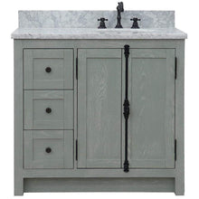 Load image into Gallery viewer, Bellaterra Home Vanity BellaTerra Home 37&quot; Single vanity in Gray Ash finish with White Carrara top and oval sink - Right doors/Right sink 400100-37R-GYA-WMO