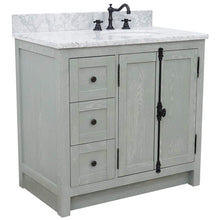 Load image into Gallery viewer, Bellaterra Home Vanity BellaTerra Home 37&quot; Single vanity in Gray Ash finish with White Carrara top and oval sink - Right doors/Right sink 400100-37R-GYA-WMO