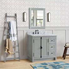 Load image into Gallery viewer, Bellaterra Home Vanity BellaTerra Home 37&quot; Single vanity in Gray Ash finish with White Carrara top and rectangle sink - Left doors/Left sink  400100-37L-GYA-WMR