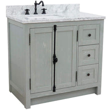Load image into Gallery viewer, Bellaterra Home Vanity BellaTerra Home 37&quot; Single vanity in Gray Ash finish with White Carrara top and rectangle sink - Left doors/Left sink  400100-37L-GYA-WMR