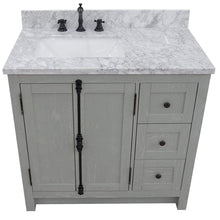 Load image into Gallery viewer, Bellaterra Home Vanity BellaTerra Home 37&quot; Single vanity in Gray Ash finish with White Carrara top and rectangle sink - Left doors/Left sink  400100-37L-GYA-WMR