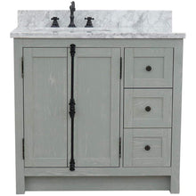 Load image into Gallery viewer, Bellaterra Home Vanity BellaTerra Home 37&quot; Single vanity in Gray Ash finish with White Carrara top and rectangle sink - Left doors/Left sink  400100-37L-GYA-WMR