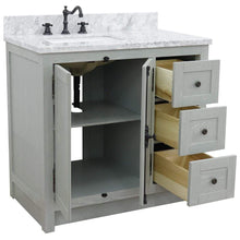 Load image into Gallery viewer, Bellaterra Home Vanity BellaTerra Home 37&quot; Single vanity in Gray Ash finish with White Carrara top and rectangle sink - Left doors/Left sink  400100-37L-GYA-WMR