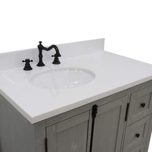 Load image into Gallery viewer, Bellaterra Home Vanity BellaTerra Home 37&quot; Single vanity in Gray Ash finish with White quartz top and oval sink - Left doors/Left sink 400100-37L-GYA-WEO