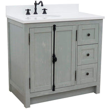 Load image into Gallery viewer, Bellaterra Home Vanity BellaTerra Home 37&quot; Single vanity in Gray Ash finish with White quartz top and oval sink - Left doors/Left sink 400100-37L-GYA-WEO
