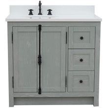 Load image into Gallery viewer, Bellaterra Home Vanity BellaTerra Home 37&quot; Single vanity in Gray Ash finish with White quartz top and oval sink - Left doors/Left sink 400100-37L-GYA-WEO