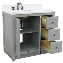 Load image into Gallery viewer, Bellaterra Home Vanity BellaTerra Home 37&quot; Single vanity in Gray Ash finish with White quartz top and rectangle sink - Left doors/Left sink 400100-37L-GYA-WER
