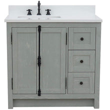 Load image into Gallery viewer, Bellaterra Home Vanity BellaTerra Home 37&quot; Single vanity in Gray Ash finish with White quartz top and rectangle sink - Left doors/Left sink 400100-37L-GYA-WER