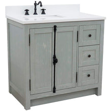 Load image into Gallery viewer, Bellaterra Home Vanity BellaTerra Home 37&quot; Single vanity in Gray Ash finish with White quartz top and rectangle sink - Left doors/Left sink 400100-37L-GYA-WER