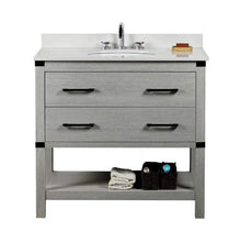 Load image into Gallery viewer, Bellaterra Home Vanity BellaTerra Home 37&quot; Single vanity in Gray Pine finish top with White Quartz and Oval Sink 808175-36-GP-WEO