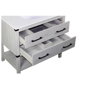 Bellaterra Home Vanity BellaTerra Home 37" Single vanity in Gray Pine finish top with White Quartz and Oval Sink 808175-36-GP-WEO