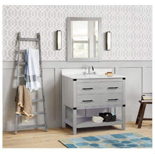 Load image into Gallery viewer, Bellaterra Home Vanity BellaTerra Home 37&quot; Single vanity in Gray Pine finish top with White Quartz and Oval Sink 808175-36-GP-WEO