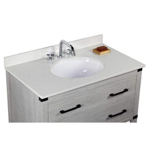 Bellaterra Home Vanity BellaTerra Home 37" Single vanity in Gray Pine finish top with White Quartz and Oval Sink 808175-36-GP-WEO