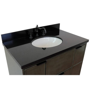 Bellaterra Home Vanity BellaTerra Home 37" Single vanity in Linen Gray finish with Black Galaxy top and Oval Sink 400501-LY-BGO