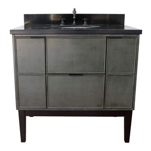Bellaterra Home Vanity BellaTerra Home 37" Single vanity in Linen Gray finish with Black Galaxy top and Oval Sink 400501-LY-BGO