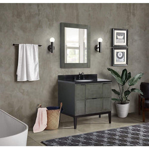 Bellaterra Home Vanity BellaTerra Home 37" Single vanity in Linen Gray finish with Black Galaxy top and Oval Sink 400501-LY-BGO