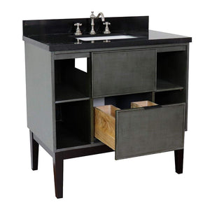 Bellaterra Home Vanity BellaTerra Home 37" Single vanity in Linen Gray finish with Black Galaxy top and Rectangle Sink 400502-LY-BGR