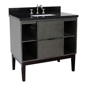 Bellaterra Home Vanity BellaTerra Home 37" Single vanity in Linen Gray finish with Black Galaxy top and Rectangle Sink 400502-LY-BGR