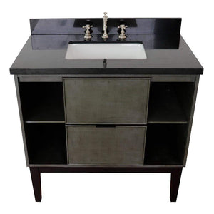 Bellaterra Home Vanity BellaTerra Home 37" Single vanity in Linen Gray finish with Black Galaxy top and Rectangle Sink 400502-LY-BGR