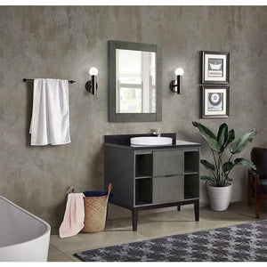 Bellaterra Home Vanity BellaTerra Home 37" Single vanity in Linen Gray finish with Black Galaxy top and Round Sink 400502-LY-BGRD