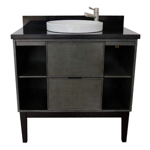 Bellaterra Home Vanity BellaTerra Home 37" Single vanity in Linen Gray finish with Black Galaxy top and Round Sink 400502-LY-BGRD